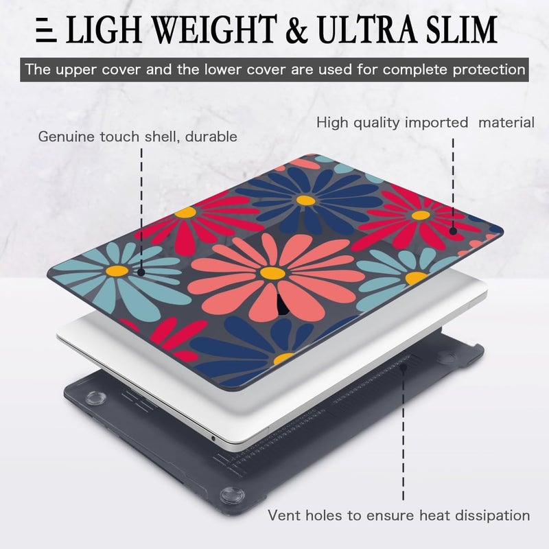 CISSOOK Compatible with MacBook Air 13 inch Case 2021 2020 2019 2018 Release A2337 M1 A2179 A1932, Plastic Hard Shell Case Keyboard Cover Screen Film for MacBook Air 13.3 inch, Daisy Flowers - Image 3